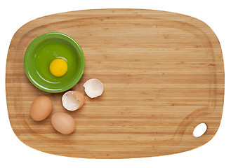 Image showing eggs on bamboo board