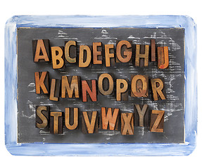 Image showing letterpress alphabet on blackboard