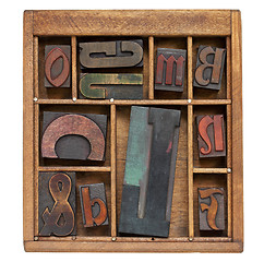 Image showing vintage letterpress printing blocks