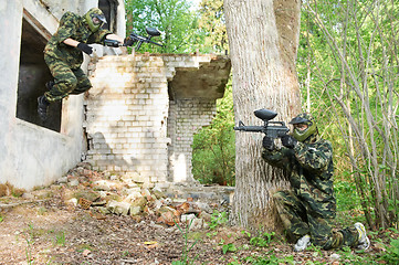 Image showing paintball players at game