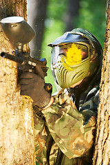 Image showing paintball player head shot