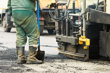 Image showing worker at asphalting works