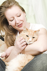 Image showing girl and cat