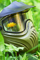 Image showing paintball mask with flower