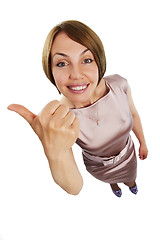 Image showing positive woman thumbs up