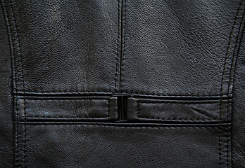 Image showing Detail of a black leather waistcoat