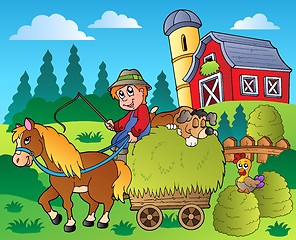 Image showing Country scene with red barn 9