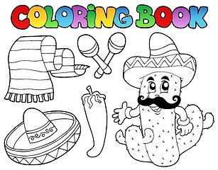 Image showing Coloring book with Mexican theme 2