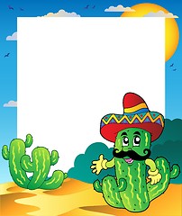 Image showing Frame with Mexican cactus