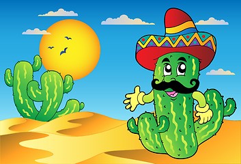 Image showing Desert scene with Mexican cactus
