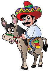 Image showing Mexican riding donkey