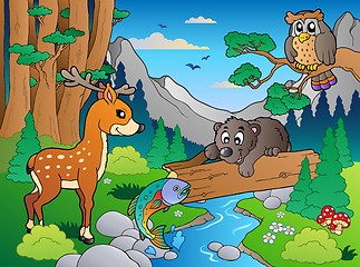Image showing Forest scene with various animals 1