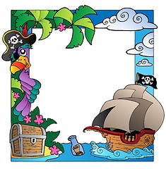 Image showing Frame with sea and pirate theme 4