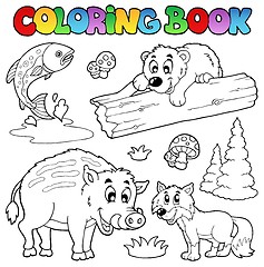 Image showing Coloring book with woodland animals