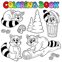 Image showing Coloring book with cute racoons