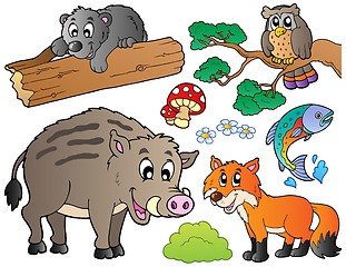 Image showing Forest cartoon animals set 1