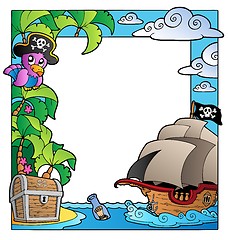 Image showing Frame with sea and pirate theme 1