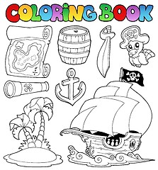 Image showing Coloring book with pirate objects