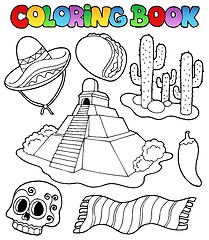 Image showing Coloring book with Mexican theme 1