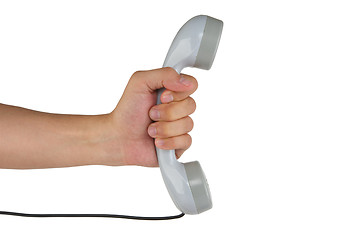 Image showing Telephone receiver in hand