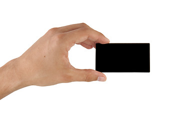 Image showing black business card in hand