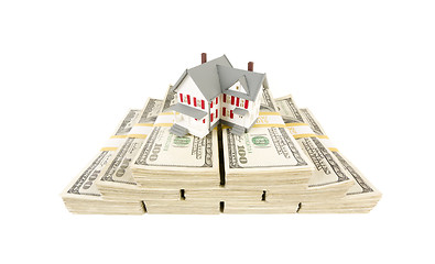 Image showing Small House on Stacks of Hundred Dollar Bills