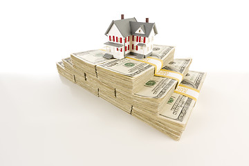 Image showing Small House on Stacks of Hundred Dollar Bills