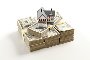 Image showing Small House on Stacks of Hundred Dollar Bills