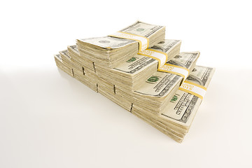 Image showing Stacks of One Hundred Dollar Bills on Gradation