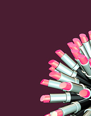 Image showing 3d trendy fashion graphical render of lipsticks