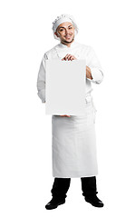 Image showing chef with poster board isolated