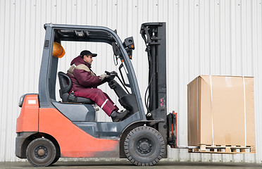 Image showing forklift loader with load