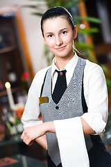 Image showing Waitress girl of commercial restaurant