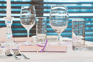 Image showing catering table with stemware