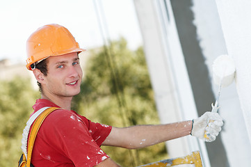 Image showing builder facade painter worker