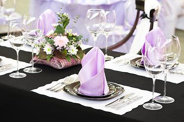 Image showing close-up catering table set