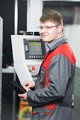 Image showing worker at machining tool workshop