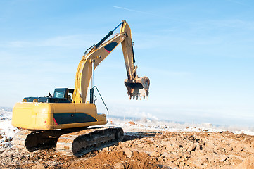 Image showing excavator loader at winter works