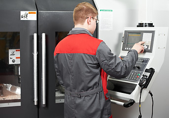 Image showing worker at machining tool workshop