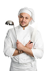 Image showing chef with ladle isolated