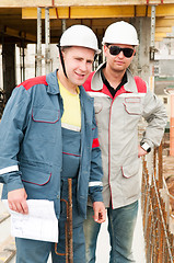 Image showing Engineers builders at construction site