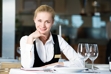 Image showing restaurant manager woman at work place