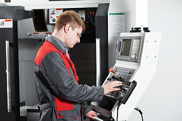 Image showing worker at machining tool workshop