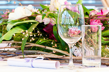 Image showing close-up catering table set