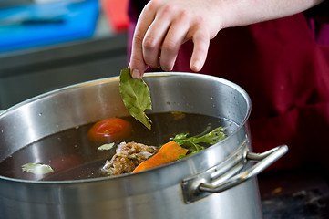 Image showing cooking a soup in pot