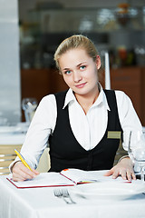 Image showing restaurant manager woman at work place