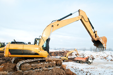 Image showing excavator loader at winter works