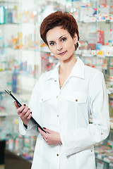 Image showing Pharmacy chemist woman in drugstore