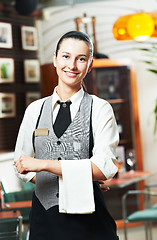Image showing Waitress girl of commercial restaurant