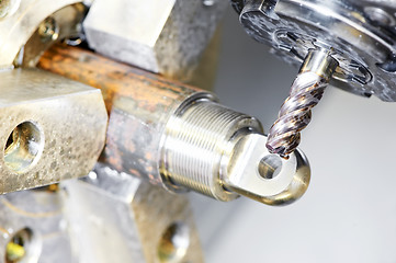 Image showing Close-up process of metal machining by milling